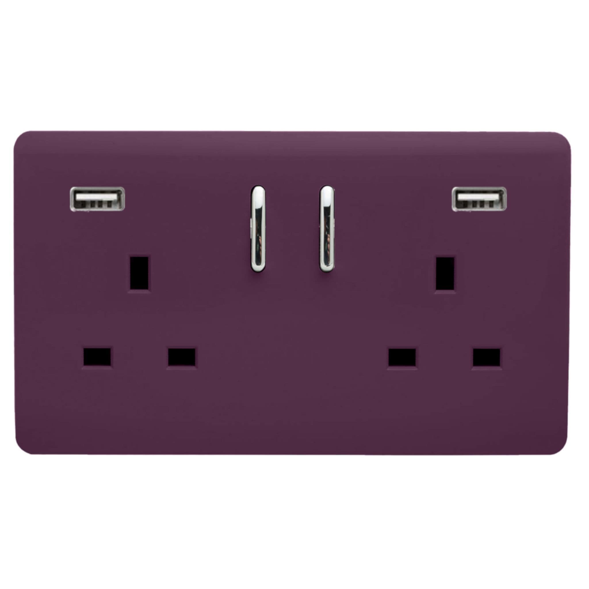 ART-SKT213USB31AAPL  2 Gang 13Amp Short S/W Double Socket With 2x3.1Mah USB Plum
